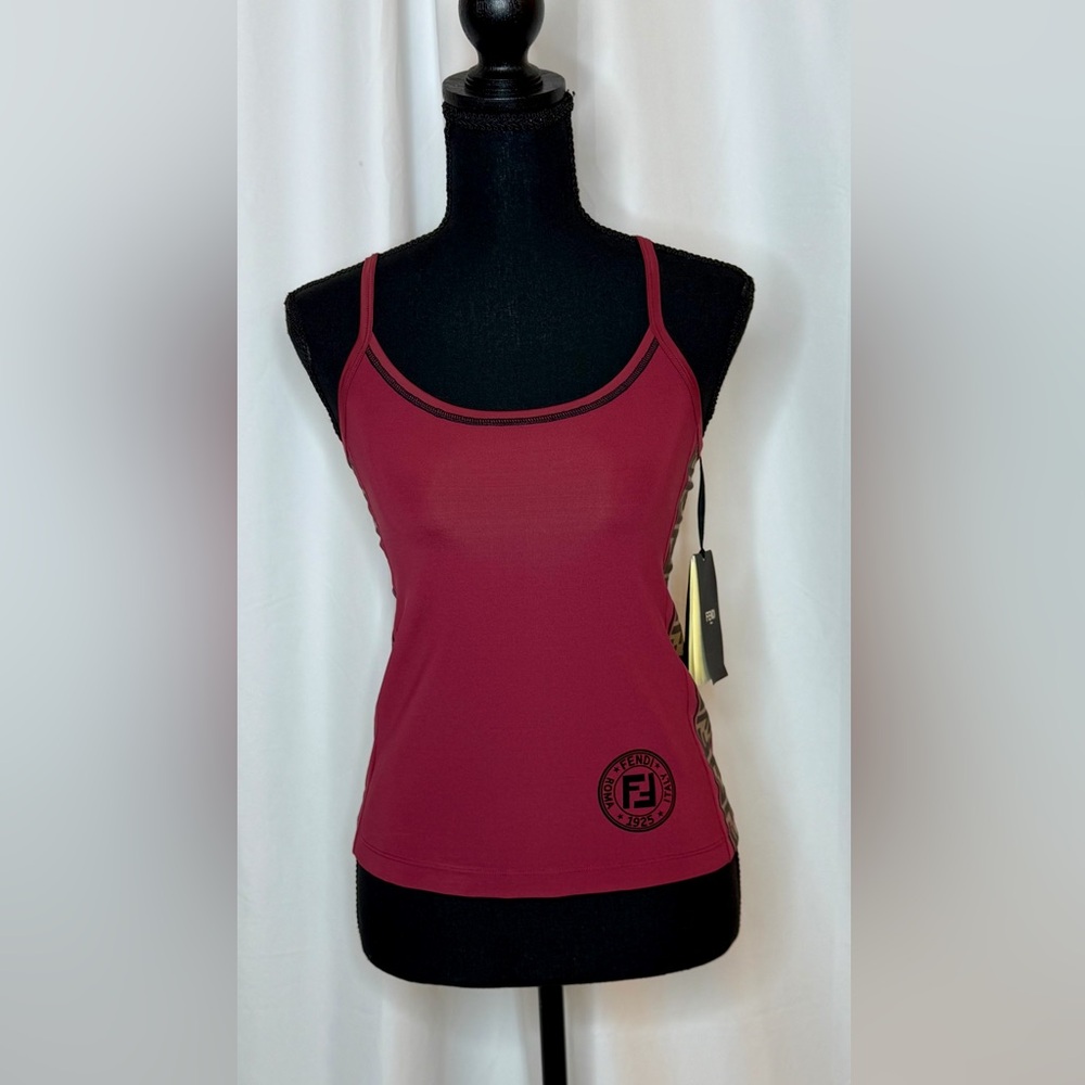 NWT Rare Fendi Burgundy Tank Top with Logo